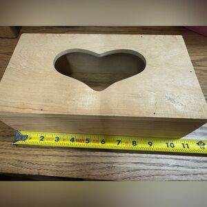 Natural Wood Heart Cutout Tissue Box Cover